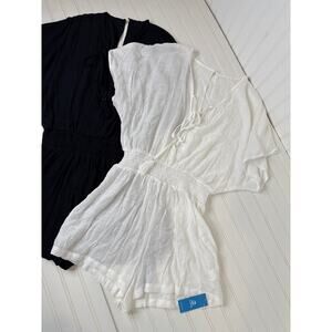 NWT Cupshe Beach Cover Up Rompers - Black & White Tasseled Swim Bundle Size M